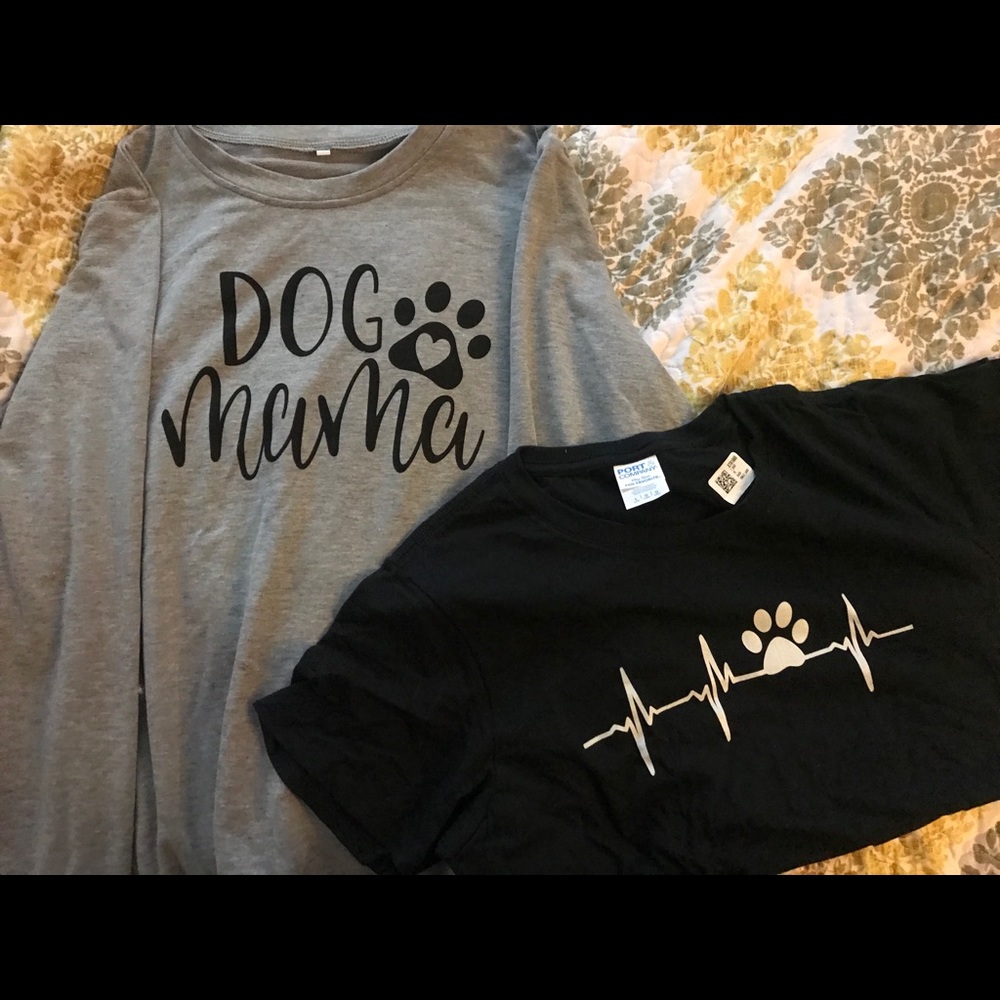 Dog Mama Long-Sleeve & Paw Print Heartbeat T-Shirt